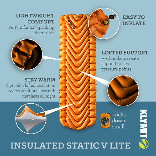 Insulated Static V Lite Sleeping Pad by Klymit