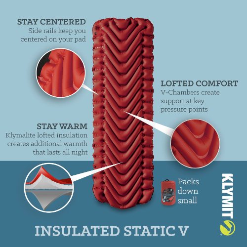 Insulated Static V Sleeping Pad by Klymit